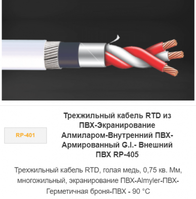 Трехжильный кабель RTD из ПВХ-экранирование Алмиларом-Внутренний ПВХ-Армированный G.I.- Внешний ПВХ RP-405